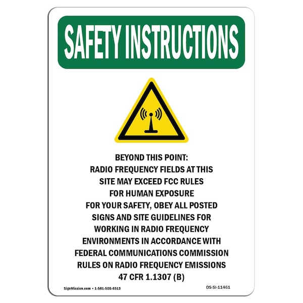 OSHA INSTRUCTIONS, 18" Height, Decal, 18" x 12", Portrait, Beyond This Point With, Made in USA